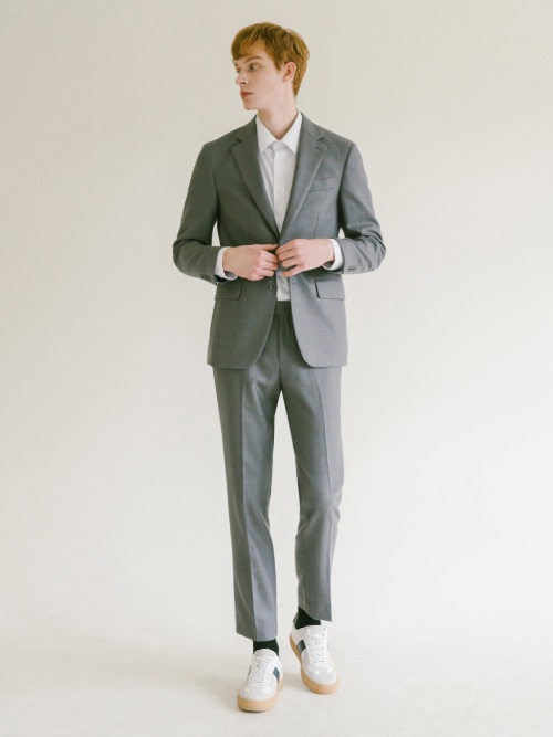 Wool Classic Suit Pants Grey Check